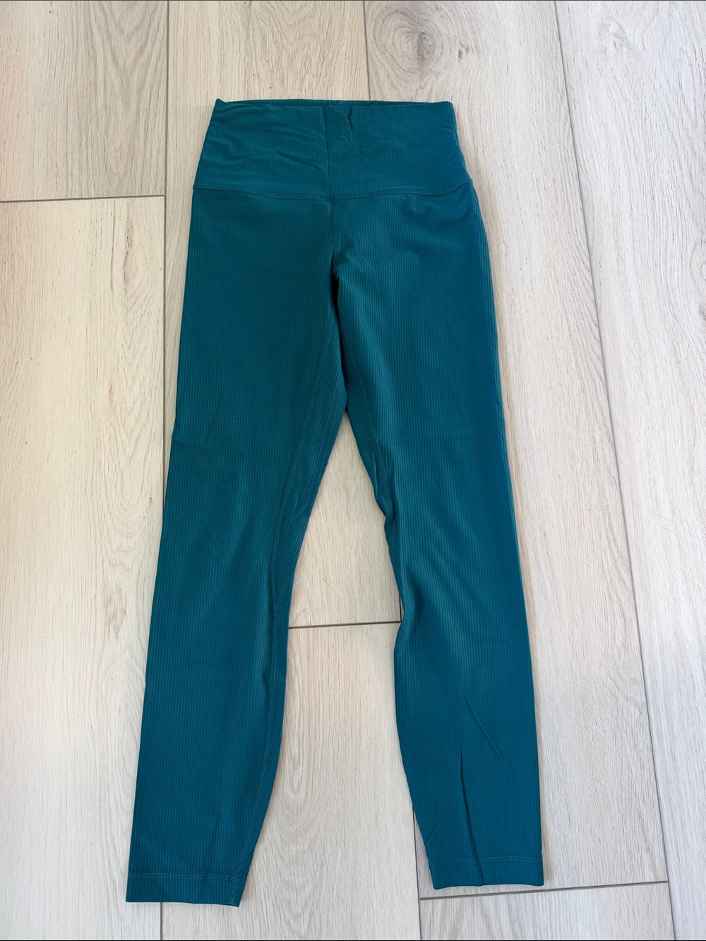 LuluLemon High-Rise Ribbed Leggings in Storm Teal